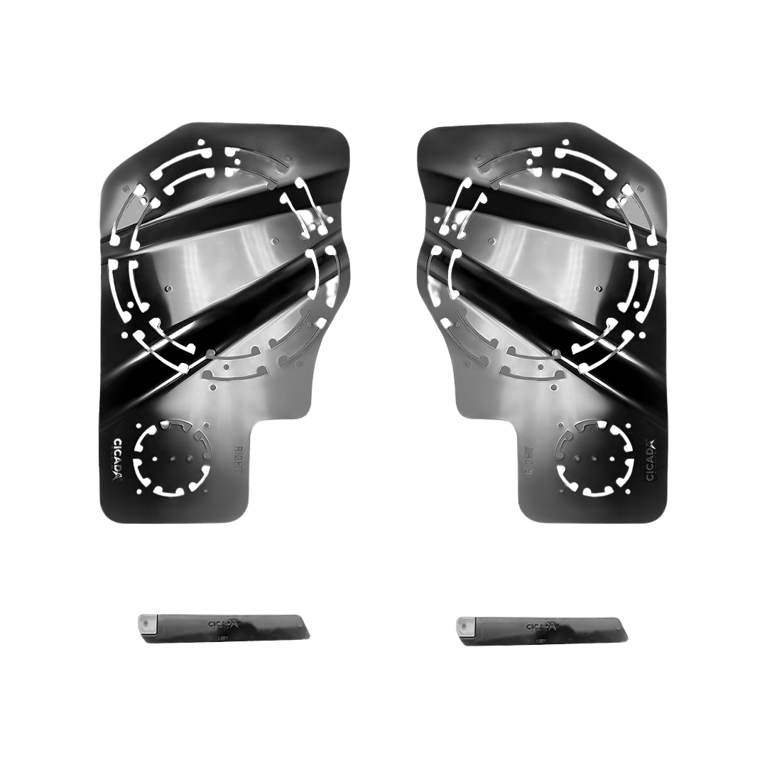 Cicada Audio 24HDRINGT direct-fit 8-inch and 10-inch speaker installation templates for 2024 and newer Harley-Davidson saddlebags