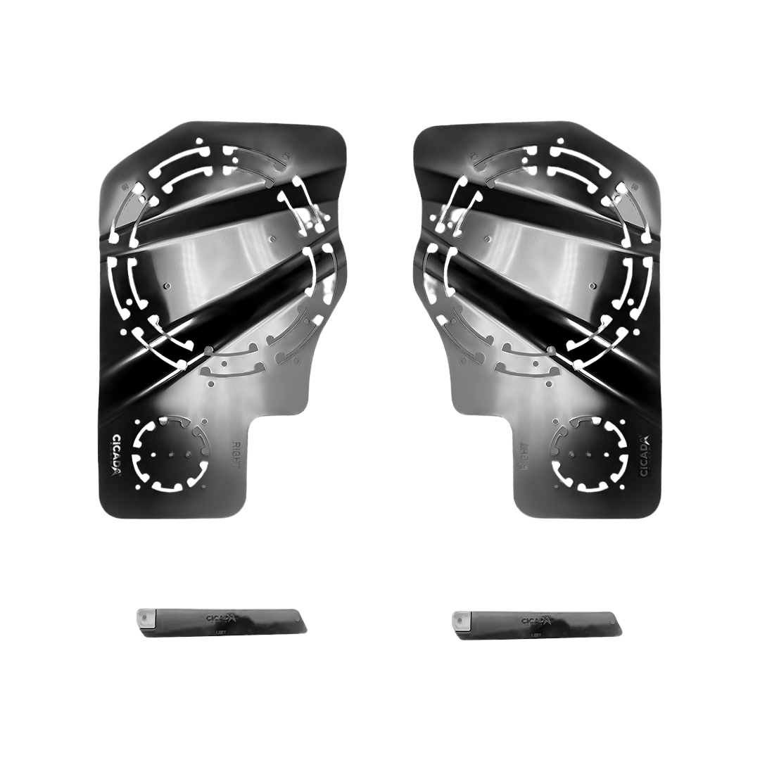 Cicada Audio 24HDRINGT direct-fit 8-inch and 10-inch speaker installation templates for 2024 and newer Harley-Davidson saddlebags