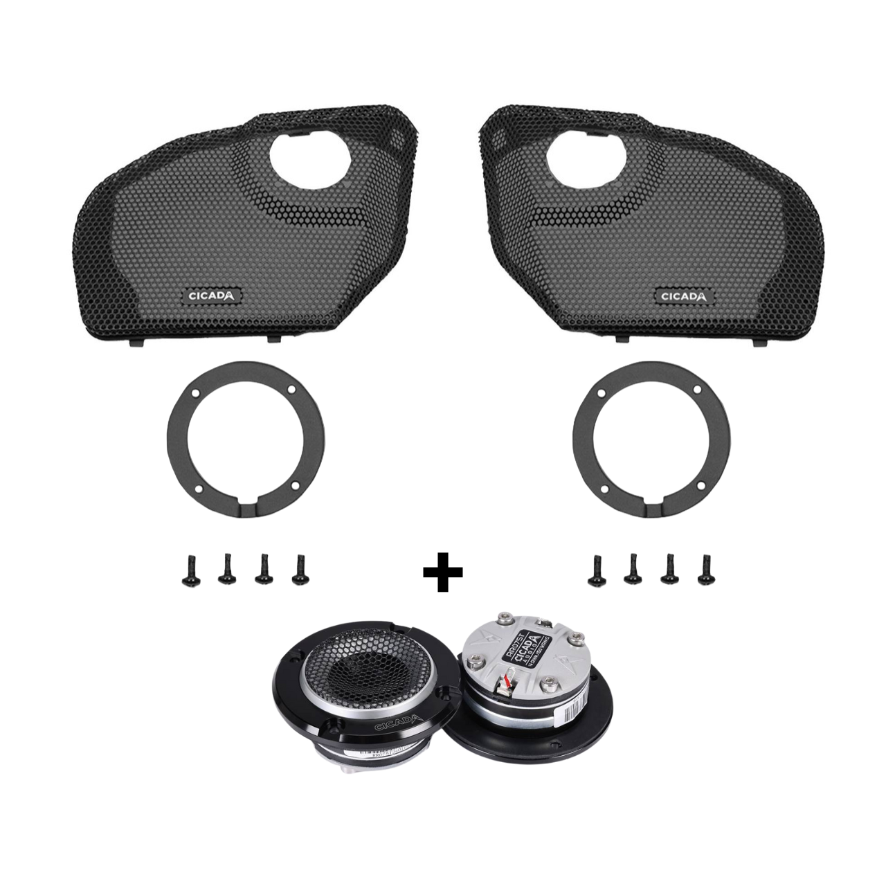 CICADA AUDIO 24CHDRGGTK 23.5+ HD ROAD GLIDE GRILLS & HORNS (PAIR)
