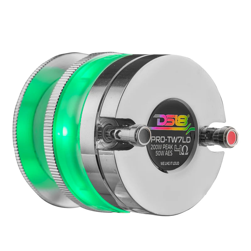 DS18 PRO-TW7LD
2.3" Neodymium Super Bullet Tweeter w/ 1" Aluminum Voice Coil & Digital LED Lights