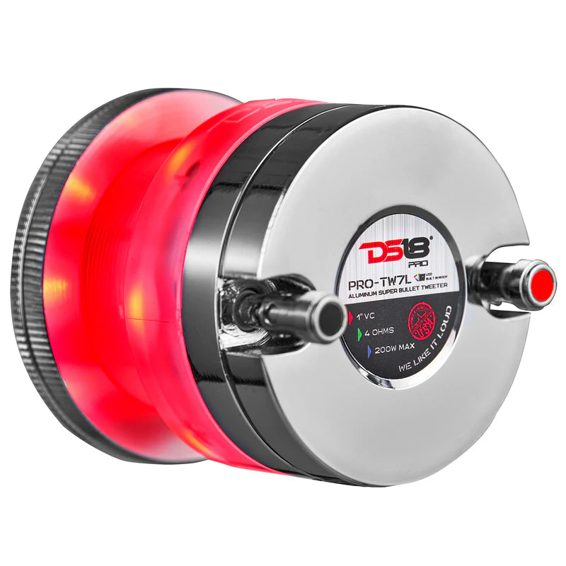 DS18 PRO-TW7L 2.3" Neodymium Super Bullet Tweeter w/ Titanium Voice Coil & RGB LED Lights (Single)