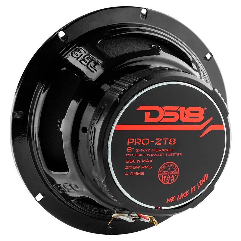 DS18 ZT8
8" Coaxial Mid-Range Loudspeaker with Water Resistant Cone Built-in Bullet Tweeter & Grill
