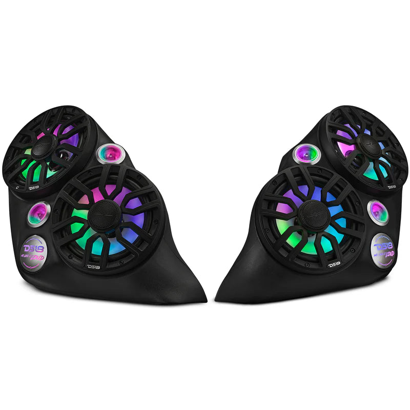 DS18 SLG-F82LD
Dual Front Fender 8” Loaded Speaker Pods with Digital LED Lighting for Polaris Slingshot