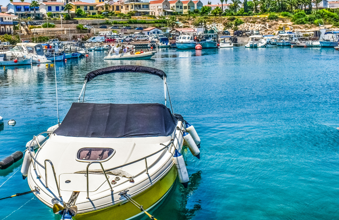 boat anchored in the water