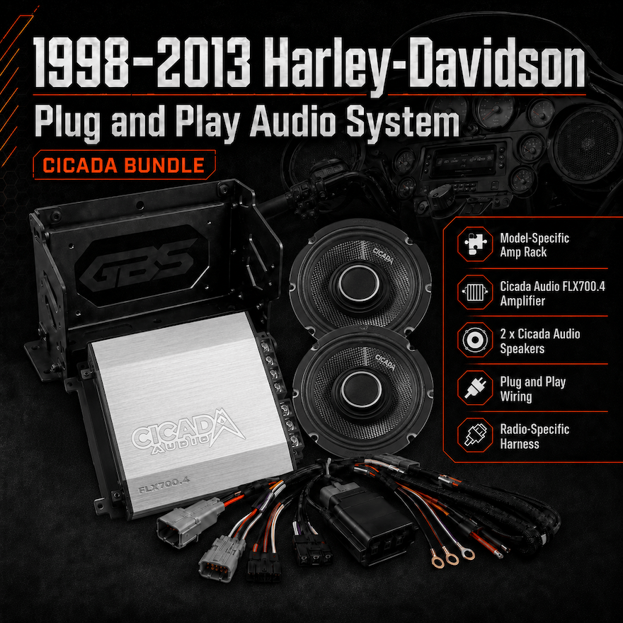 Cicada Audio 1998-2013 Harley-Davidson plug and play audio system