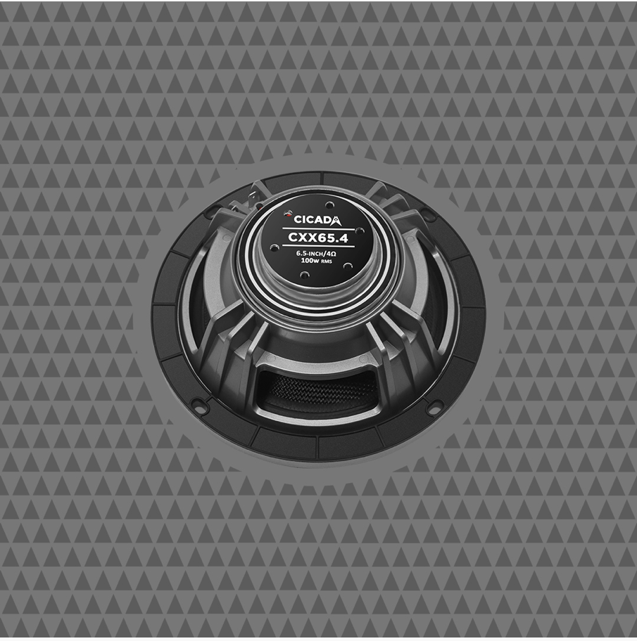 Rear magnet and basket detail of Cicada Audio CXX65 6.5 inch coaxial speaker for Harley bagger audio systems