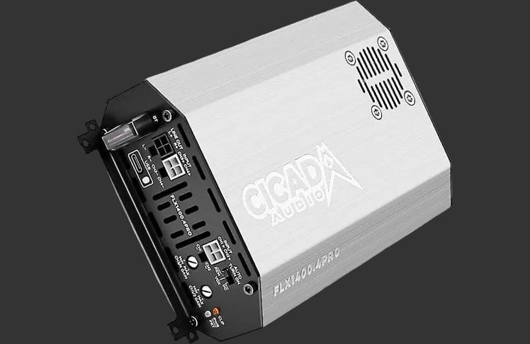 Cicada Audio FLX1400.4PRO 350-watt four-channel DSP amplifier for Harley-Davidson motorcycle audio systems