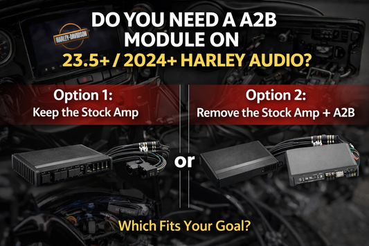Do you need an A2B module on 23.5+ and 2024+ Harley touring audio with options to keep the stock amp or remove it