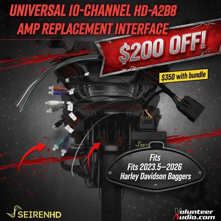 🔥 LIMITED TIME: $200 OFF Volunteer Audio HD-A2B8 for 2023.5-2026 Harley Baggers!