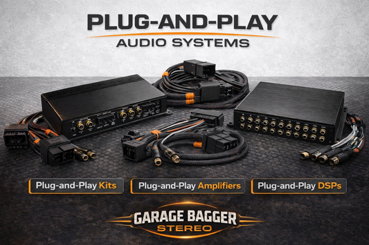 Harley Davidson plug and play audio guide comparing kits, amplifiers, and DSPs for 2014–2023 and 2023.5+ touring bikes