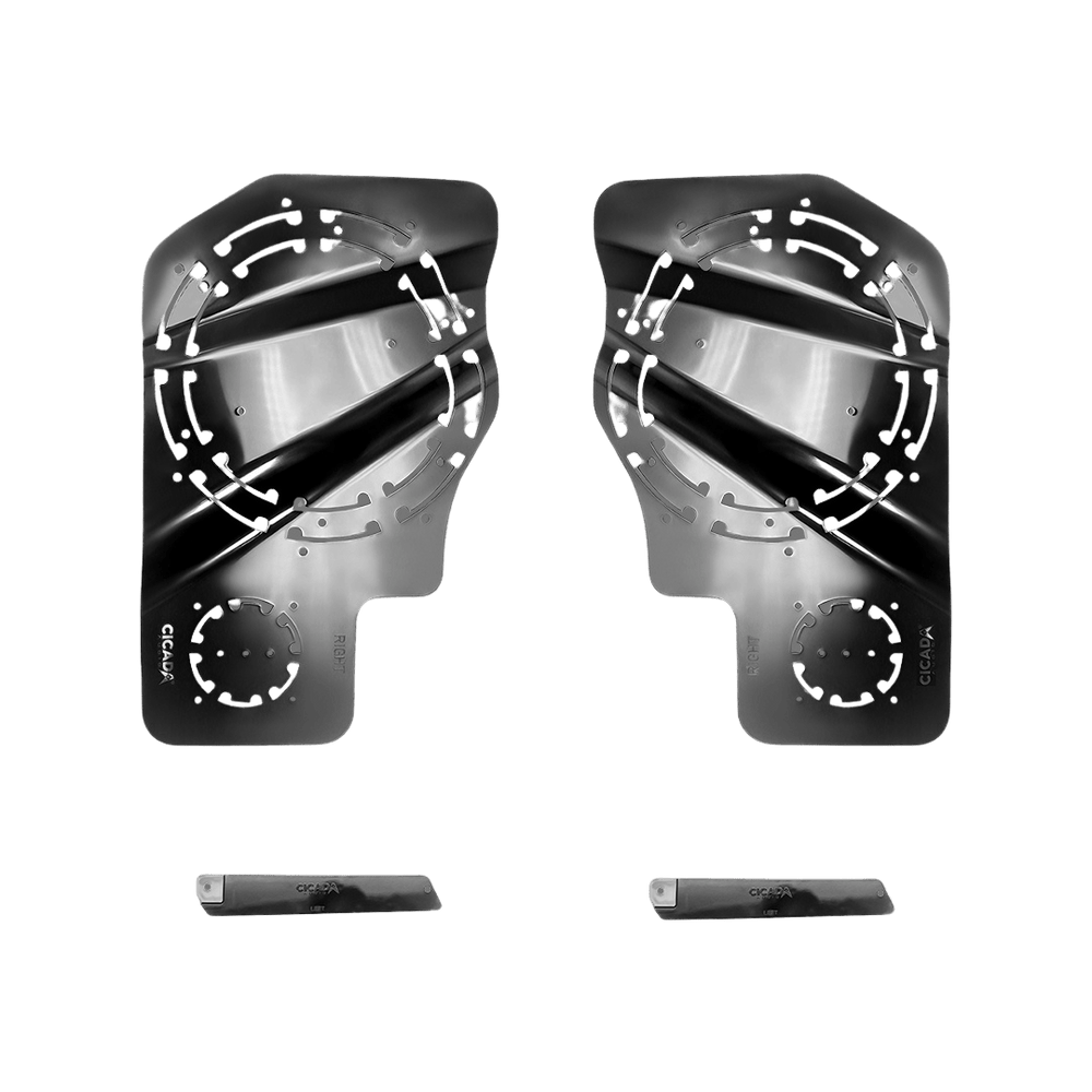 Cicada Audio 24HDRINGT direct-fit 8-inch and 10-inch speaker installation templates for 2024 and newer Harley-Davidson saddlebags