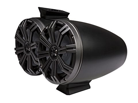 Kicker KMFC8 coaxial marine tower speakers – black