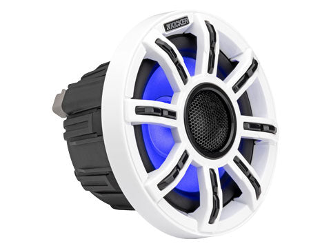 KICKER MSC65 6.5" Marine Coaxial Speakers – three‑quarter