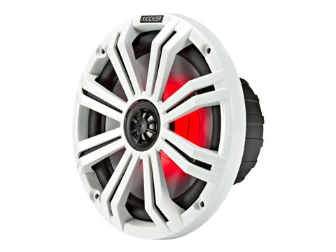 KICKER KM 8" 4Ω LED Coaxial – three‑quarter