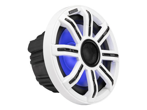 KICKER MSC8 8" Marine Coaxial Speakers – three‑quarter