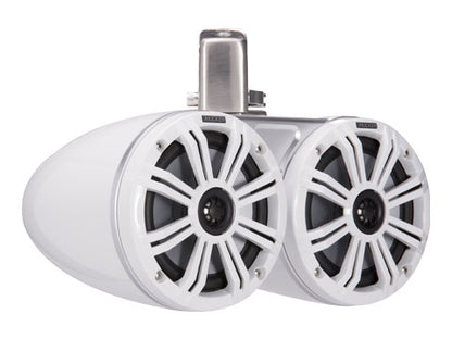 KICKER KMTDC65W Dual 6.5" Coaxial Tower System - White (front three-quarter)