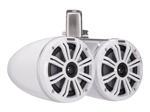KICKER KMTDC65W Dual 6.5" Coaxial Tower System - White (front three-quarter)