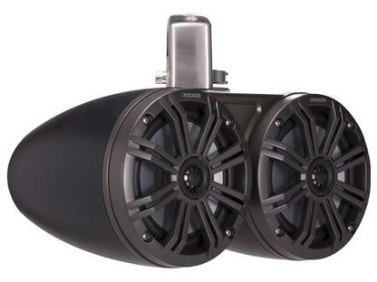 KICKER KMTDC65 Dual 6.5" Coaxial Tower System - Black (front three-quarter)