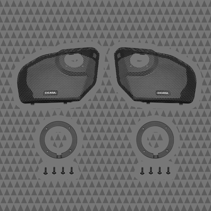 Cicada Audio 24CHDRGGT-075
Harley Road Glide Grills w/ RR075T mounts (Pair)
2024+ Road Glide Cicada Audio® Branded Grilles