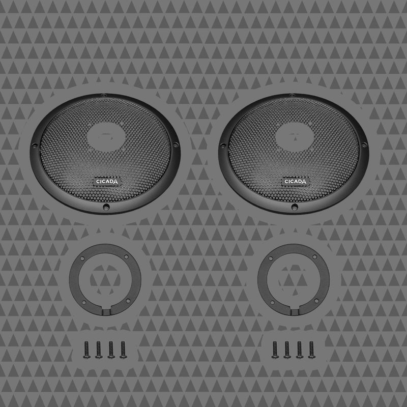 Cicada Audio CBG8MT
8-INCH FLUSH STYLE BILLET GRILLES w/ RR075T- Tweeter Mount (Pair)
Cicada Audio® Branded Aluminum Grilles (w/ RR05T Mounts)