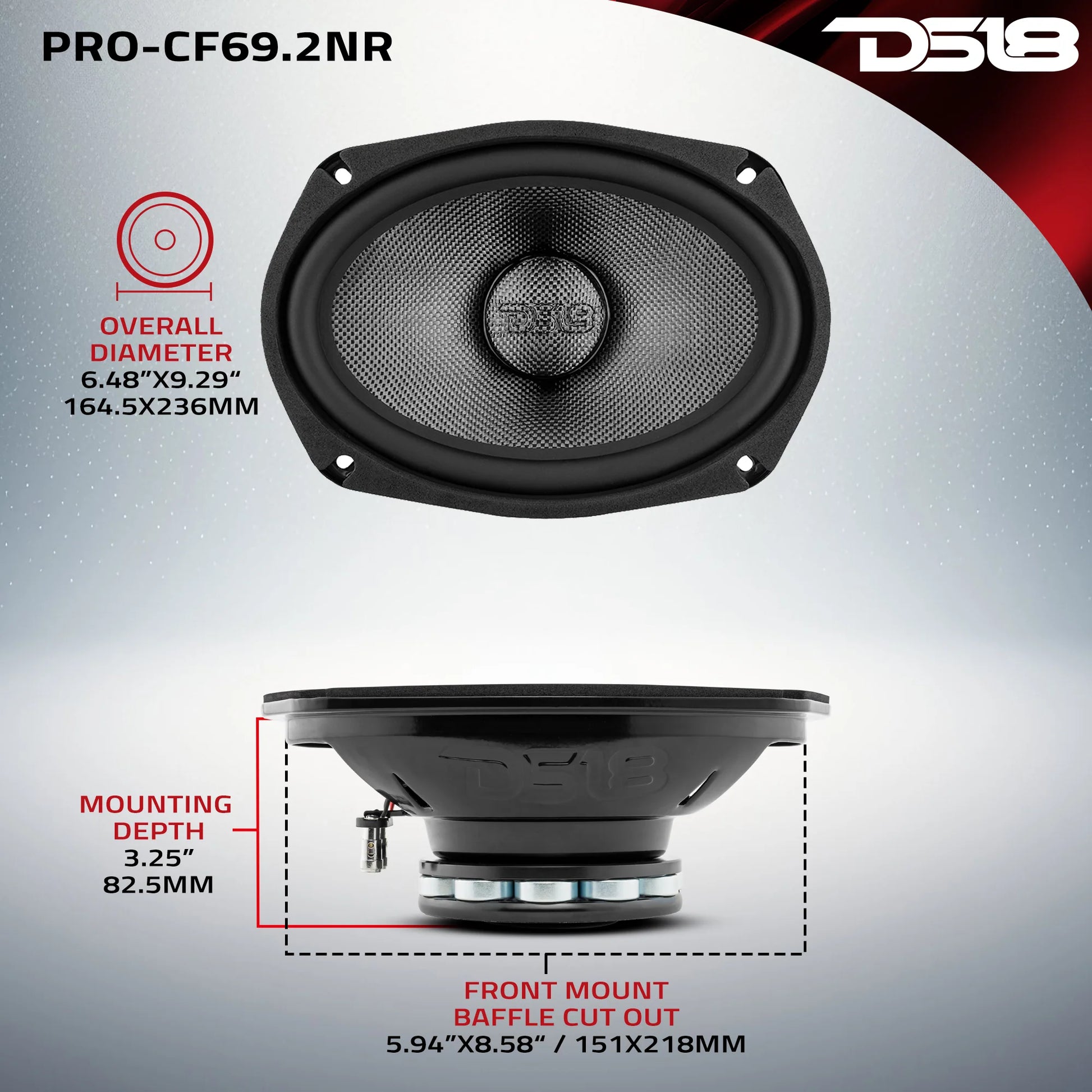 DS18 PRO-CF69NR | Neo Water Resistant Mid-Bass | Pro 6x9 Speakers DS18 PRO-CF69NR | Neo Water Resistant Mid-Bass | Pro 6x9 Speakers