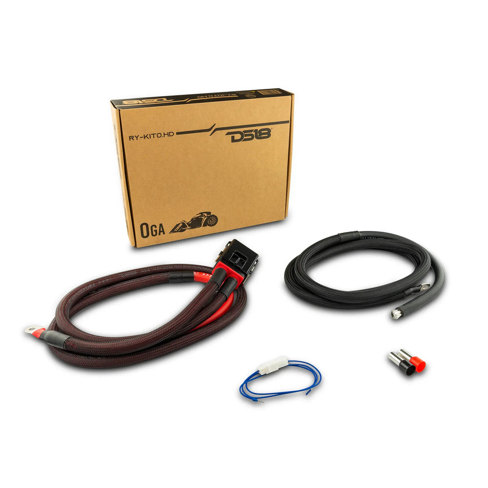 DS18 RY-KIT0-HD 0 Gauge OFC Amplifier Installation Kit for Harley-Davidson