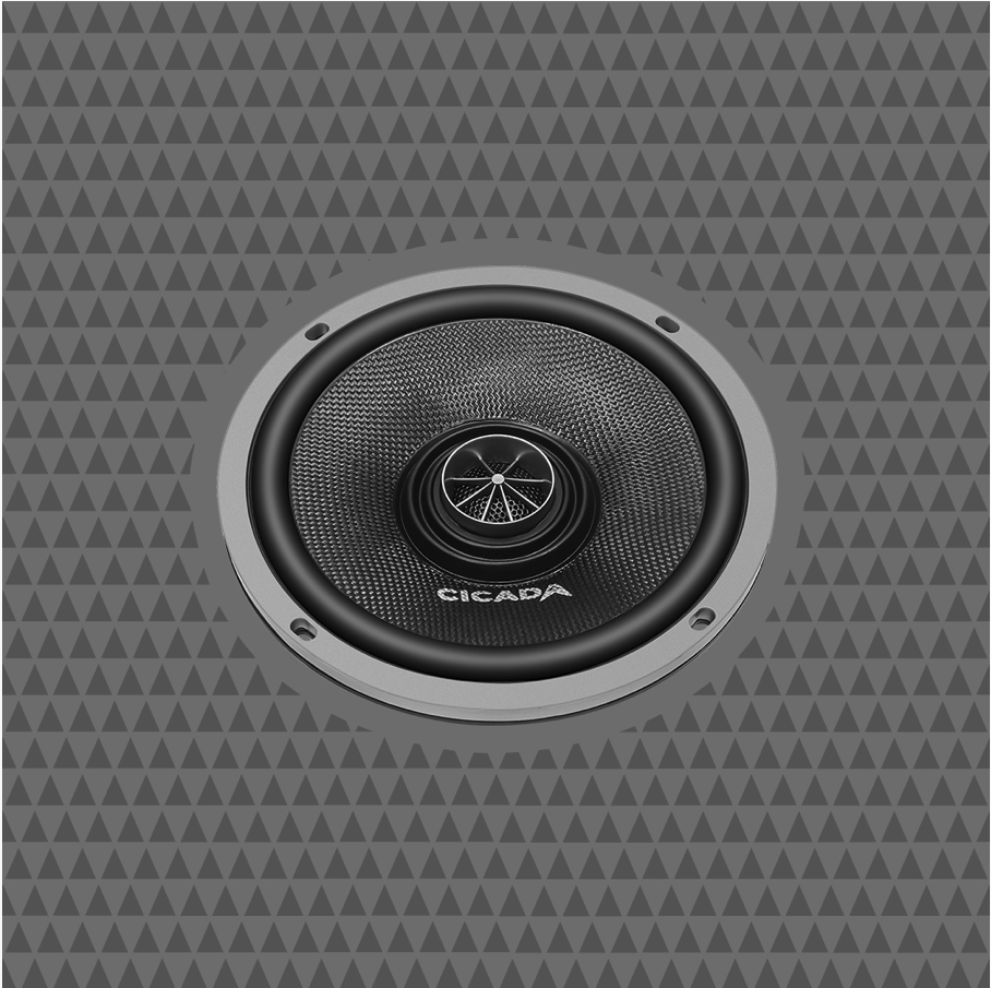 Front view of Cicada Audio CXX65 6.5 inch coaxial speaker for Harley motorcycle audio upgrades