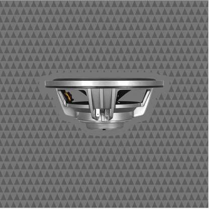 Side profile of Cicada Audio CXX65 6.5 inch coaxial speaker showing mounting depth for motorcycle audio installation