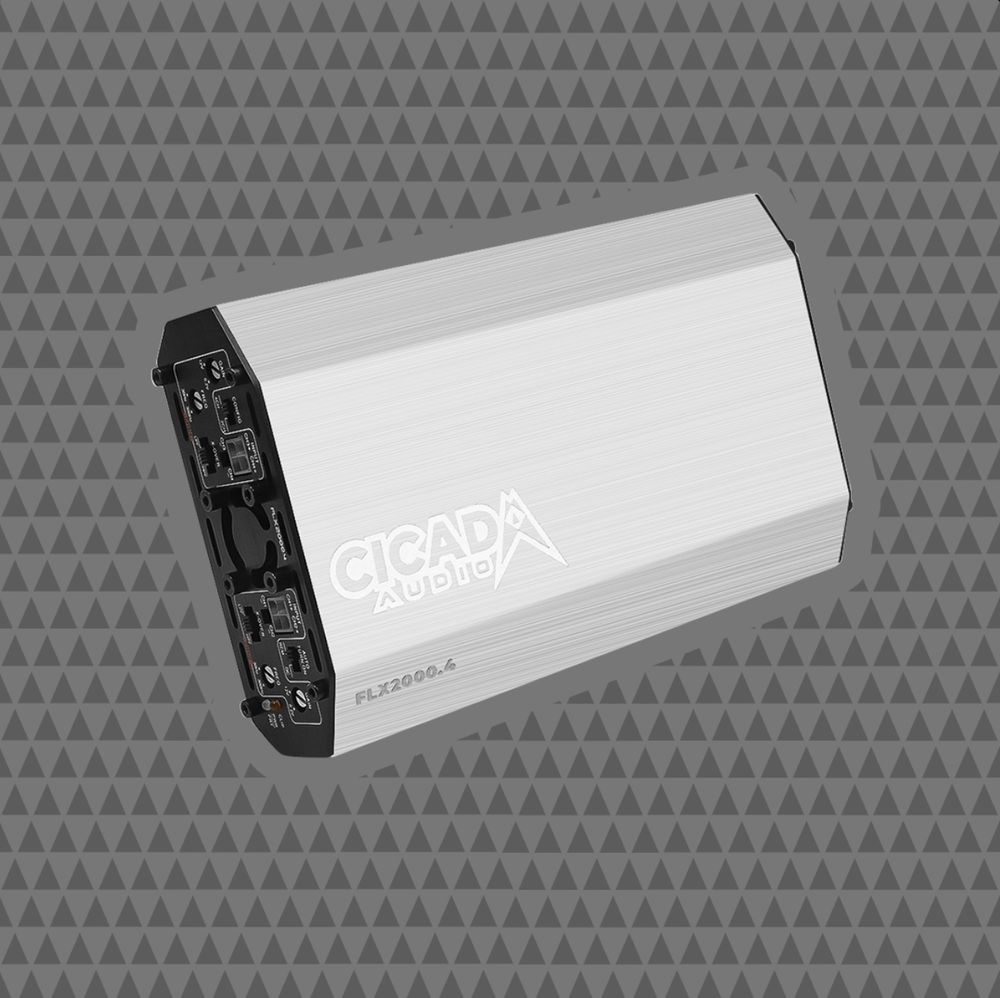 Cicada Audio FLX2000.4 compact 4-channel motorcycle amplifier for Harley bagger audio systems