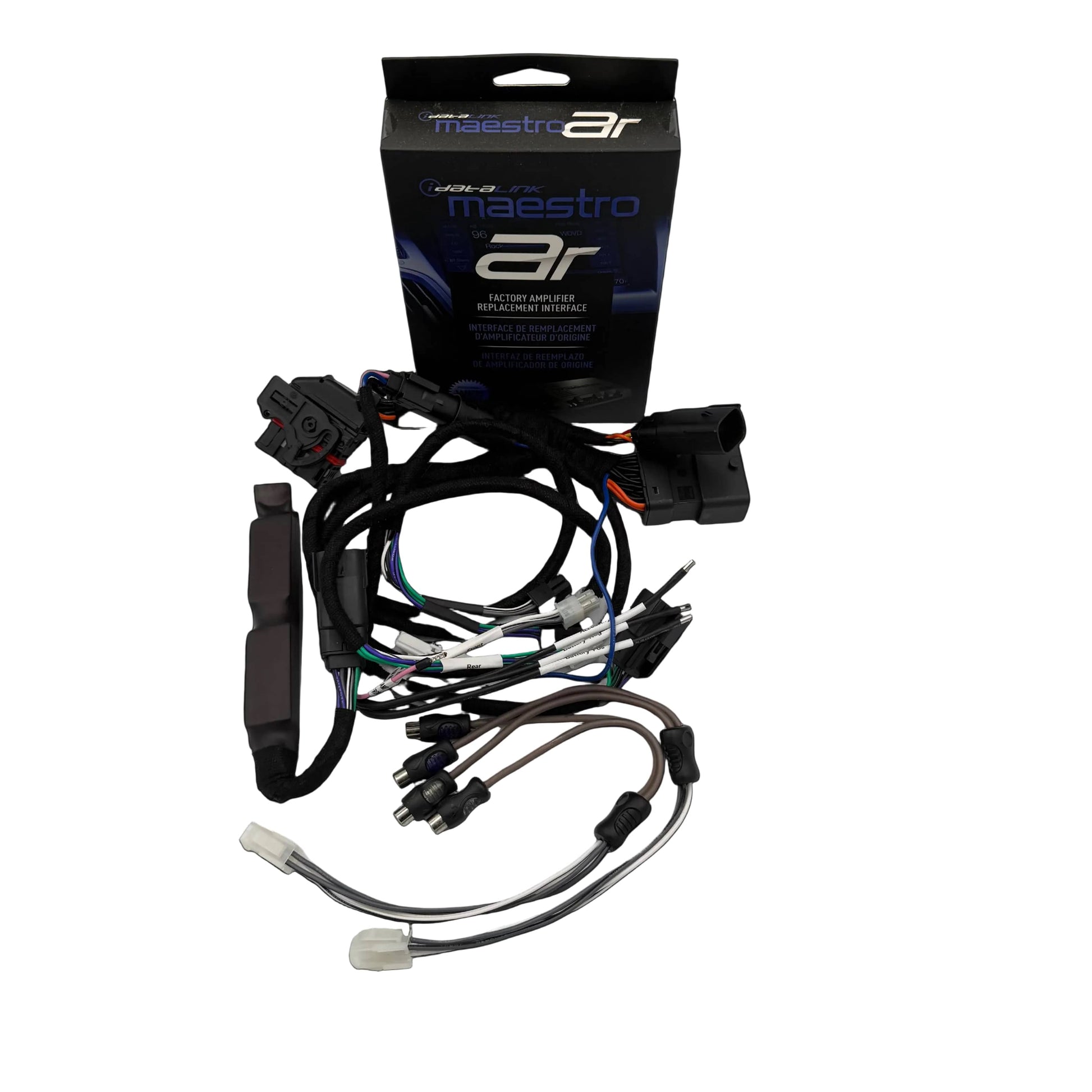Cicada Audio HDTSLINKAR-B factory radio T-harness with removable RCA and Molex amplifier connections for 2014-2023 Harley Road Glide and Street Glide