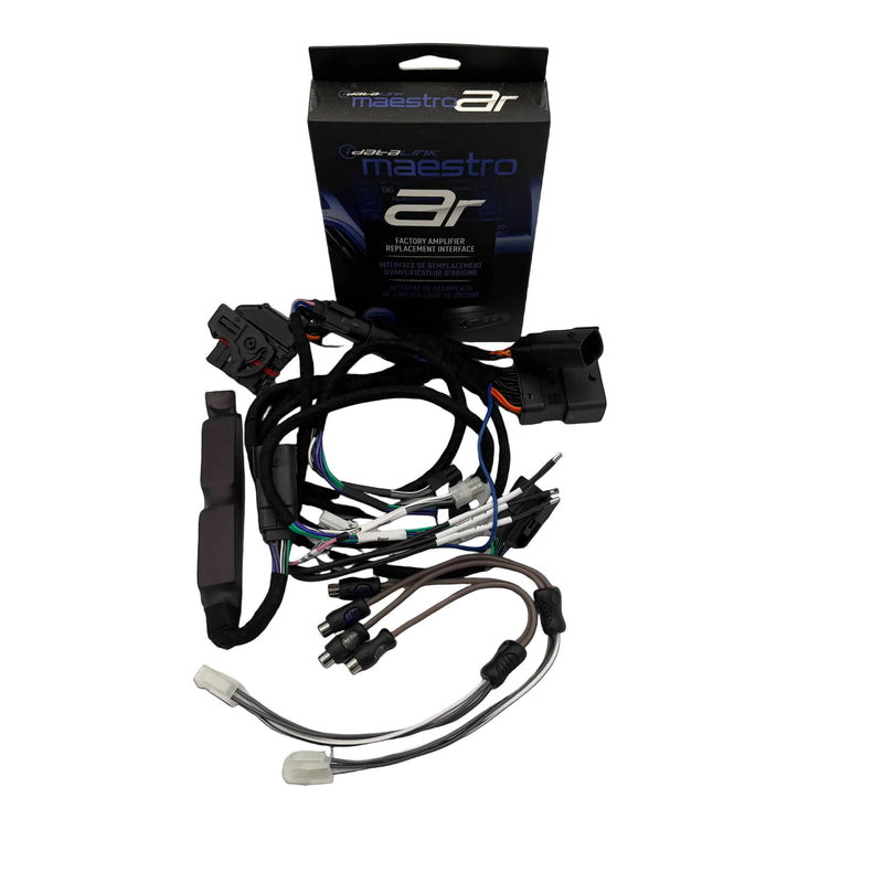 Cicada Audio HDTSLINKAR-B factory radio T-harness with removable RCA and Molex amplifier connections for 2014-2023 Harley Road Glide and Street Glide