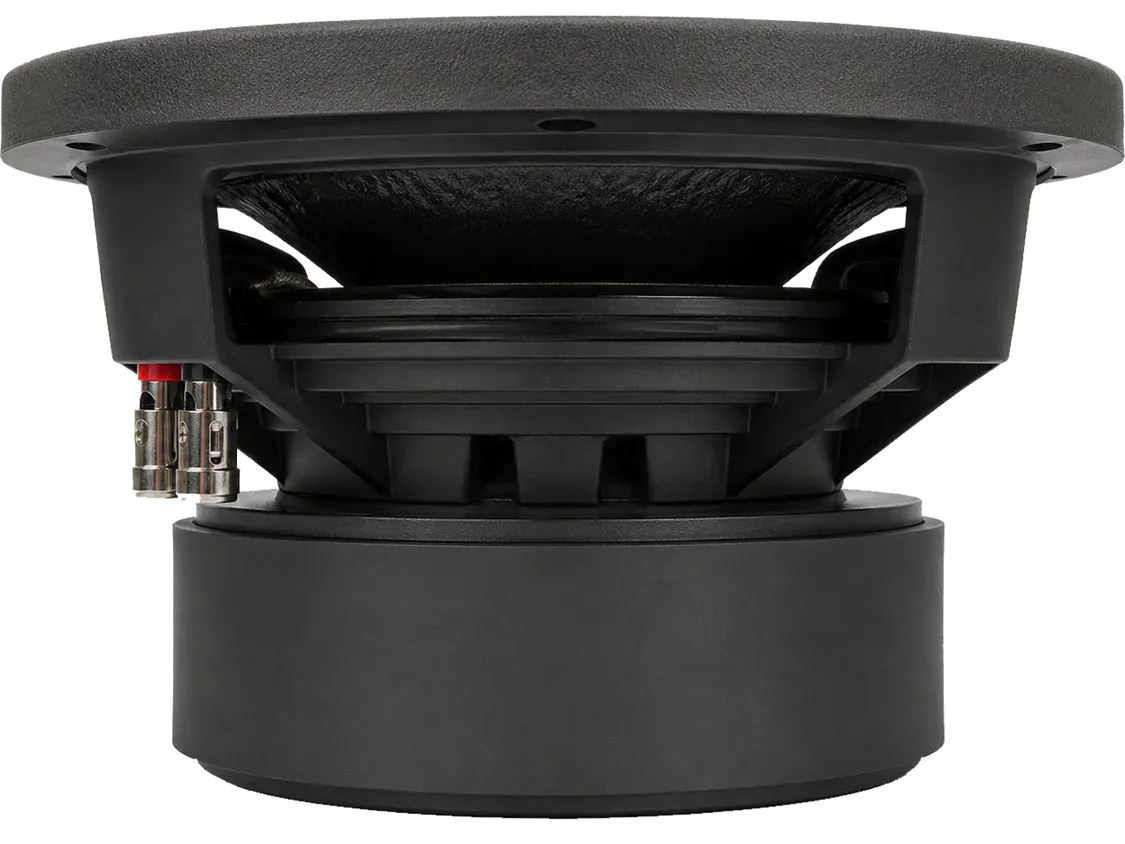Elite Sounds ES1250 10 inch 1250W RMS bagger subwoofer side view showing 5 inch mounting depth and motor assembly