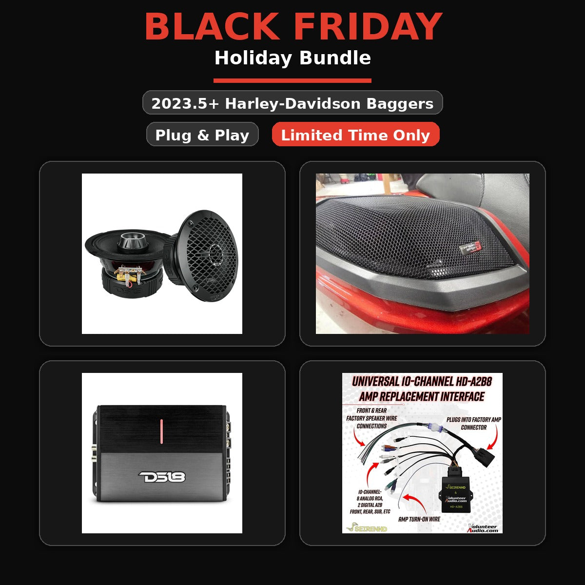 23.5 plug and play Harley audio