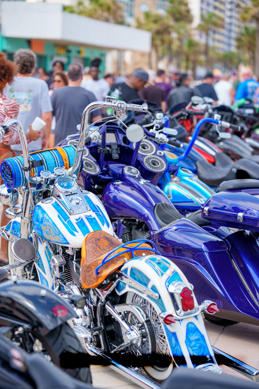 chrome motorcycles parked at a motorcycle convention