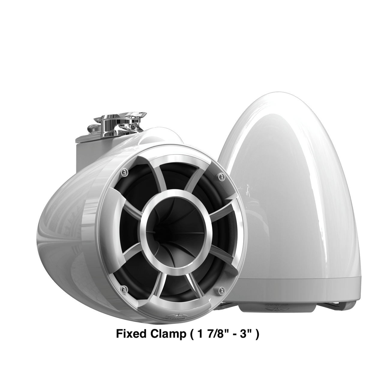 Wet Sounds Boat Wake Tower Speakers Fixed Clamp ( 1 7/8" - 3" ) Wet Sounds  REV10™ White V2 | Revolution Series 10" White Tower Speakers