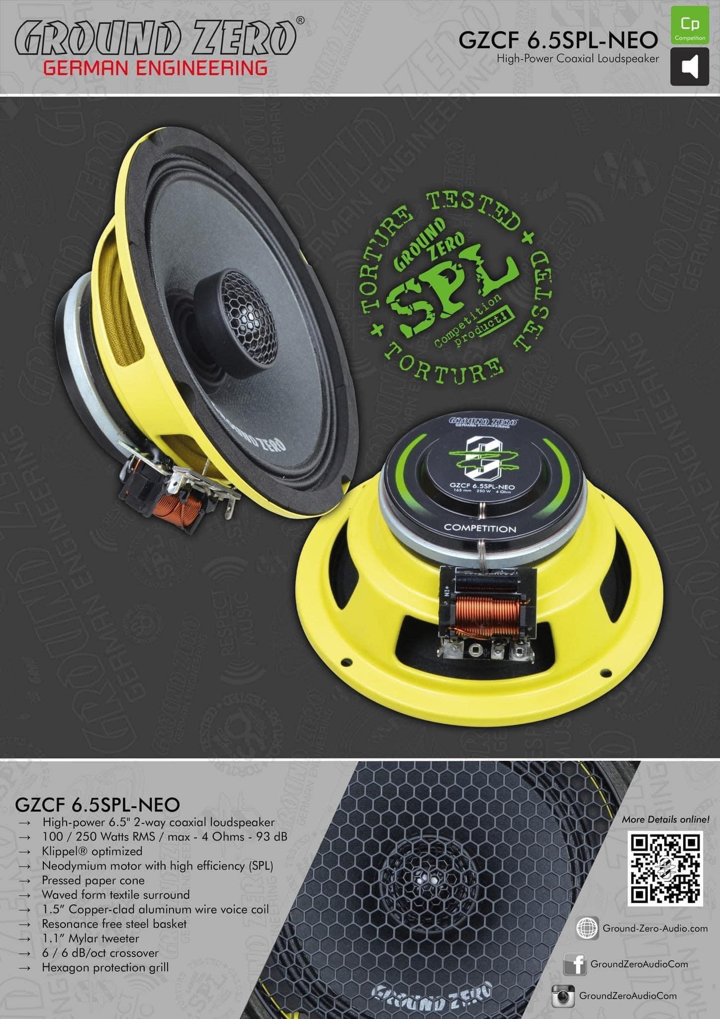 Ground Zero Speakers 6.5" Coax Ground Zero GZCF 6.5SPL-NEO 6.5" Coaxial Speaker