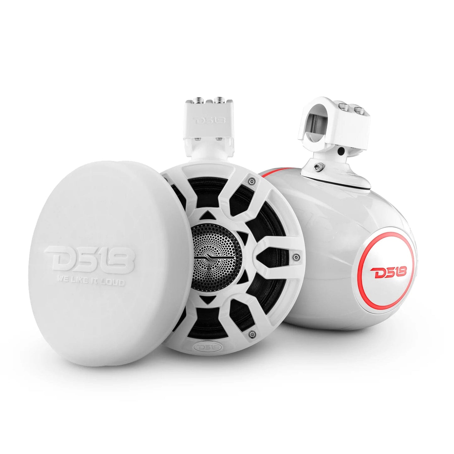 DS18 Boat Wake Tower Speakers Glossy White(pair) DS18 HYDRO NXL-X8PRO 8" Wakeboard Tower Speakers