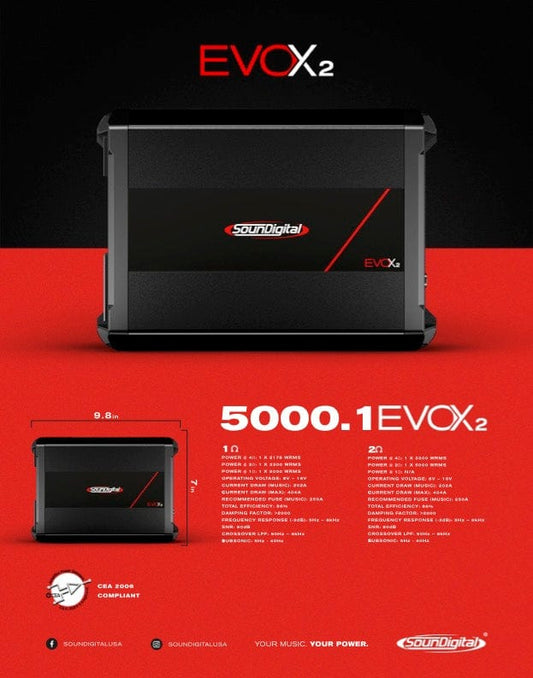 SounDigital EVOX Amplifiers 5000.1-2 Evox2 SounDigital EVOX2 5000.1 - 2Ω or 1Ω