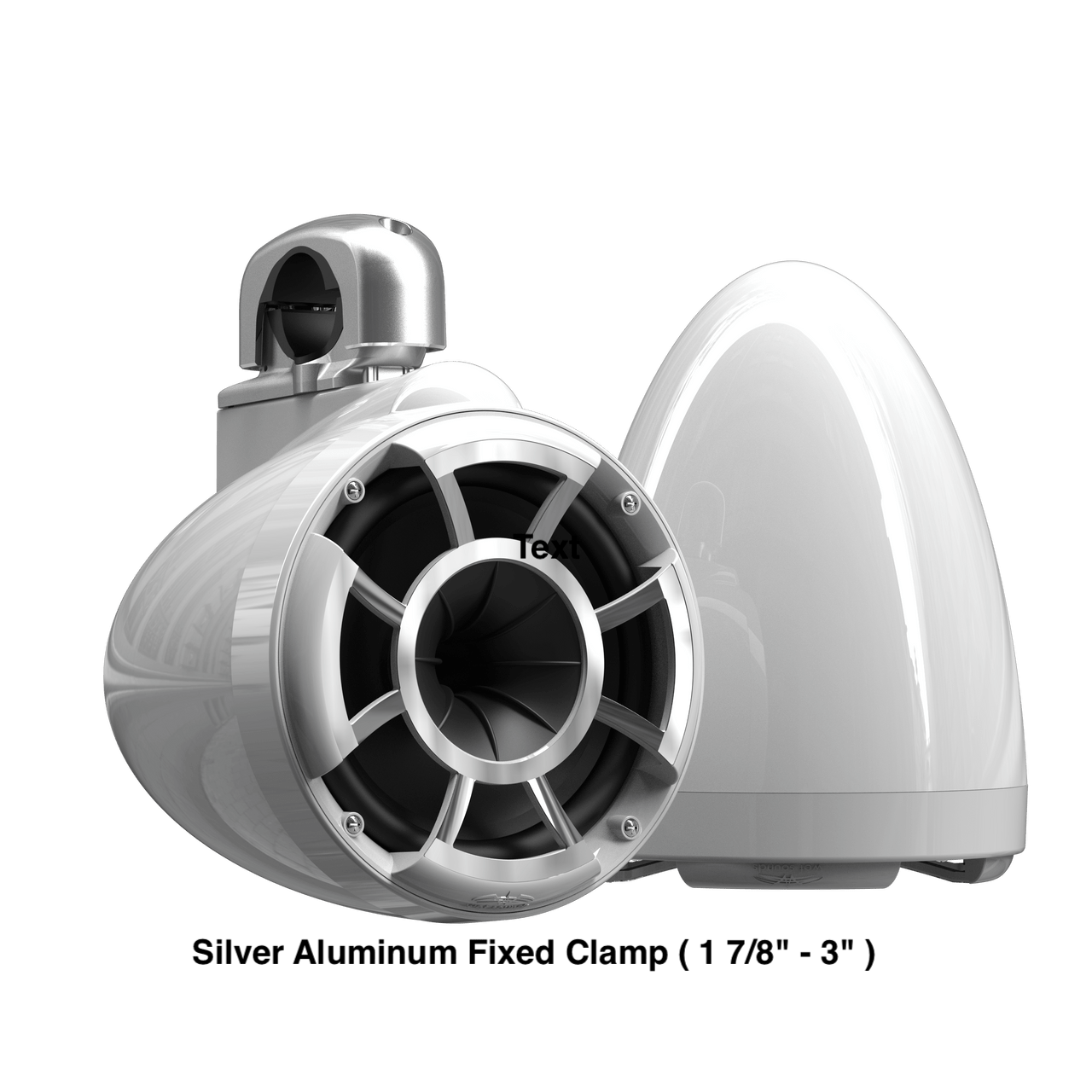 Wet Sounds Boat Wake Tower Speakers Silver Aluminum Fixed Clamp ( 1 7/8" - 3" ) Wet Sounds  REV10™ White V2 | Revolution Series 10" White Tower Speakers