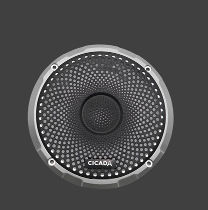 Cicada Audio CX65 6.5 inch coaxial speaker grille and front detail for motorcycle audio