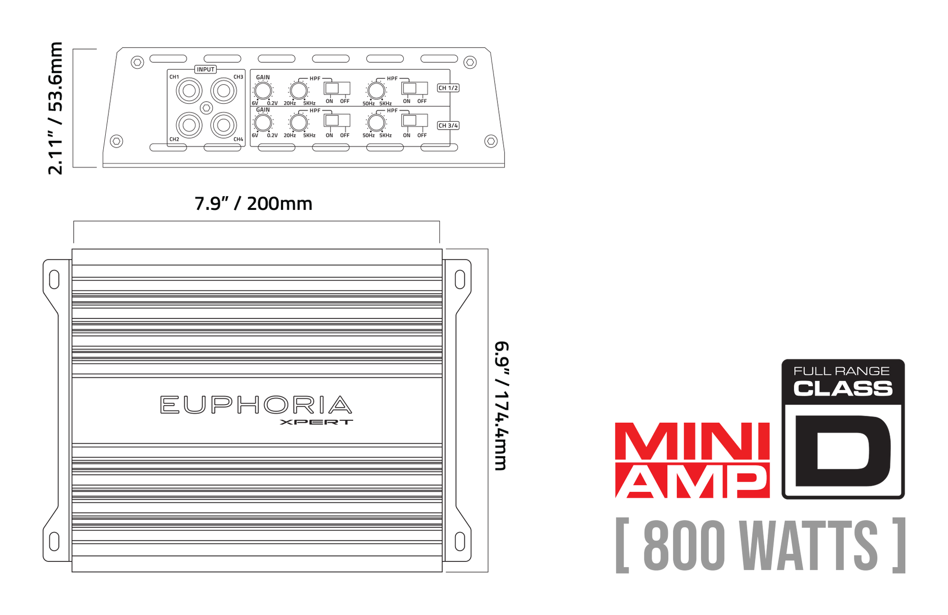 DB Drive Amplifiers DB Drive Euphoria XPERT EX4 800 watt 4 channel amplifier