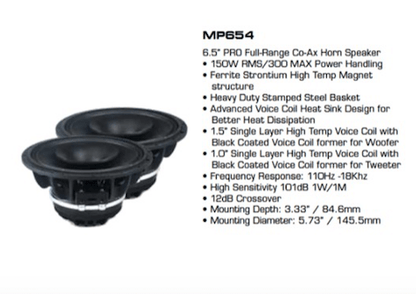 Diamond Audio Speakers 6.5" Pro Coax Diamond Audio MP654 6.5" Pro Coaxial Speaker